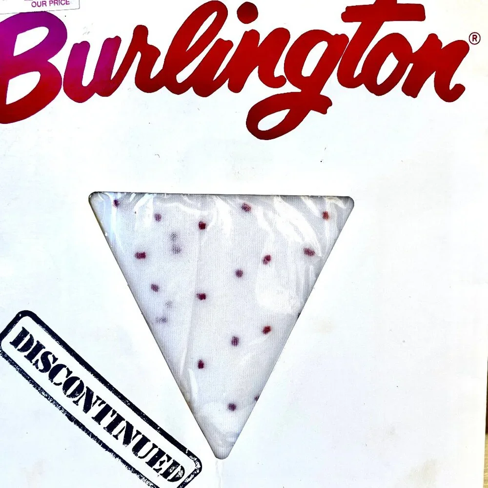 Burlington Vintage Pantyhose WHITE WITH PINK DOTS size Long New